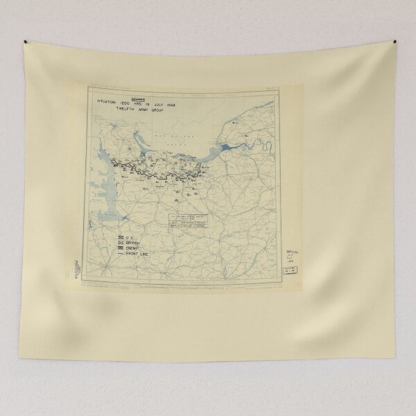 Item preview, July 19 1944 World War II HQ Twelfth Army Group situation map designed and sold by allhistory.