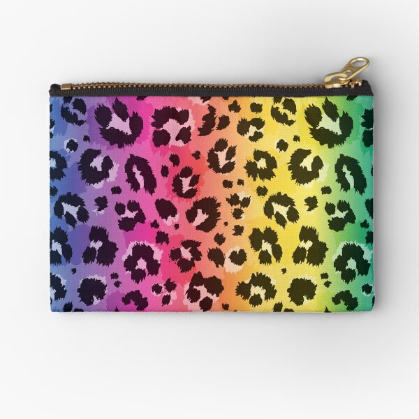 Rainbow Leopard Cheetah Animal Print Zipper Pouch