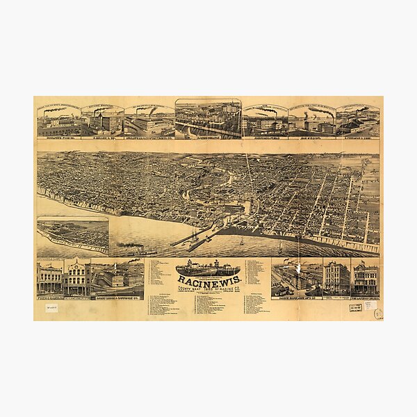 Aperçu de l'œuvre Racine Wisconsin county seat of Racine County (1883) créée et vendue par allhistory.