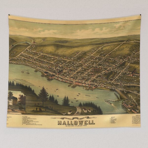 Item preview, Bird's Eye View City of Hallowell Maine (1878) designed and sold by allhistory.