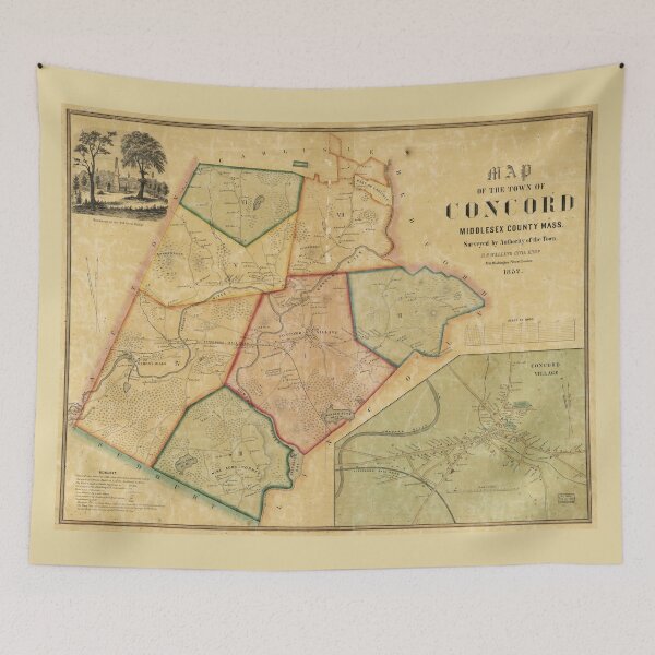 Item preview, Map of Concord Massachusetts (1852) designed and sold by allhistory.