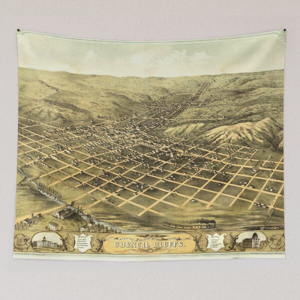 Item preview, Bird's eye view of the city of Council Bluffs Iowa (1868) designed and sold by allhistory.