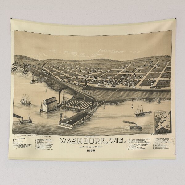 Item preview, Birds eye view of Washburn, Wisconsin (1886) designed and sold by allhistory.