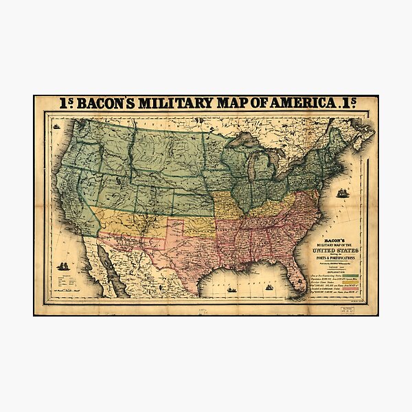 Item preview, Bacon's Civil War Military Map of the United States (1862) designed and sold by allhistory.