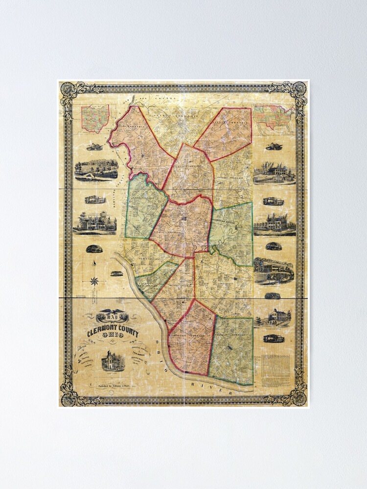 "Map Of Clermont County Ohio (1857)" Poster For Sale By Allhistory ...