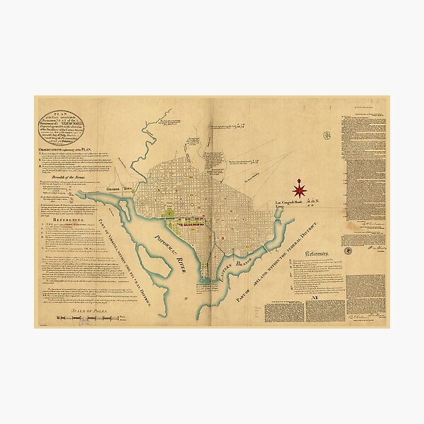 Item preview, Map of Washington D.C. (1791) designed and sold by allhistory.