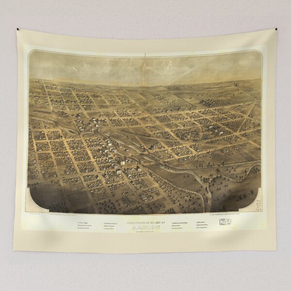 Item preview, Bird's Eye View of Albion Michigan (1868) designed and sold by allhistory.