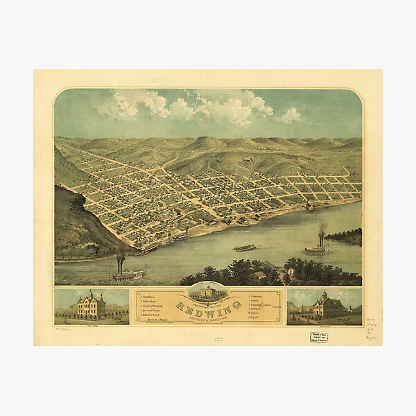 Item preview, Bird's Eye View of Red Wing Minnesota (1868) designed and sold by allhistory.