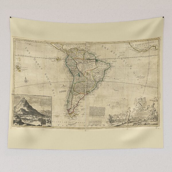 Item preview, Vintage Map of South America (c. 1712) designed and sold by allhistory.