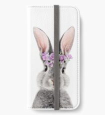 Häschen mit Blumen iPhone Flip-Case/Hülle/Skin