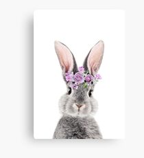 Häschen mit Blumen Leinwanddruck