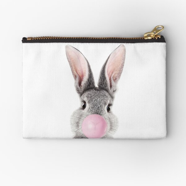 Bunny With Bubble Gum Zipper Pouch