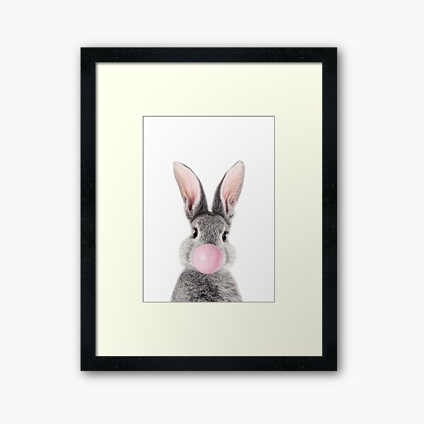 Bunny With Bubble Gum Framed Art Print