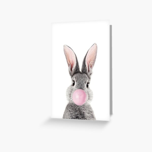 Bunny With Bubble Gum Greeting Card