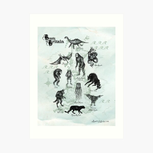 Beasts of Britain Map Art Print