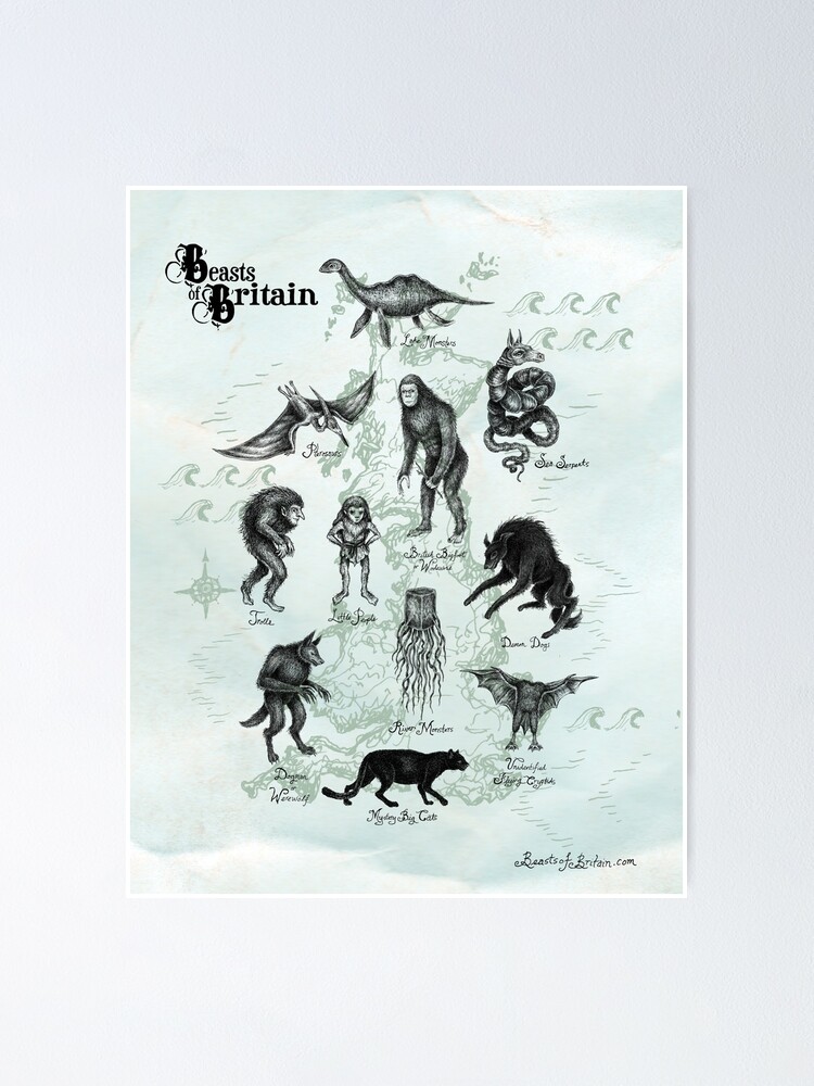 Alternate view of Beasts of Britain Map Poster
