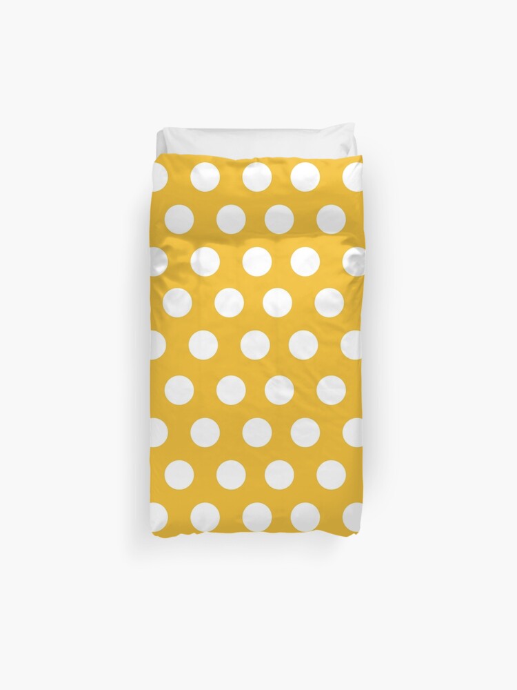 Yellow Mustard Color Polka Dots Pattern Design Template Duvet
