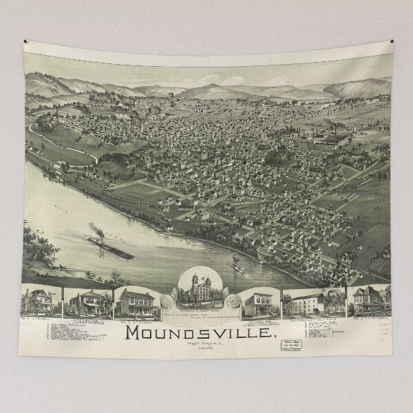 Item preview, Aerial View of Moundsville, West Virginia (1899) designed and sold by allhistory.