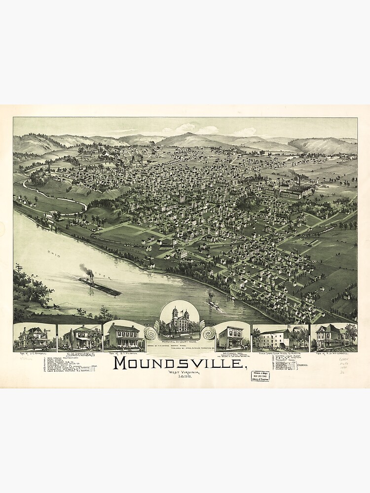 "Aerial View of Moundsville, West Virginia (1899)" Poster for Sale by