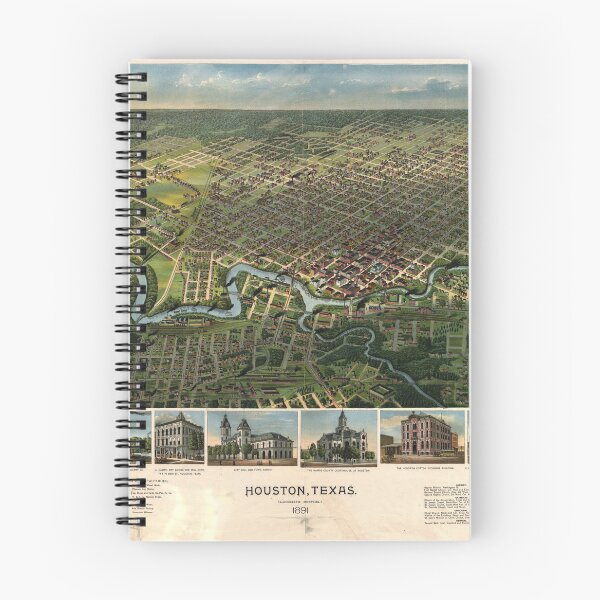 Item preview, Aerial View of Houston, Texas (1891) designed and sold by allhistory.