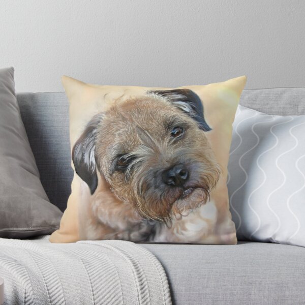 Border Terrier Art Painting Throw Pillow
