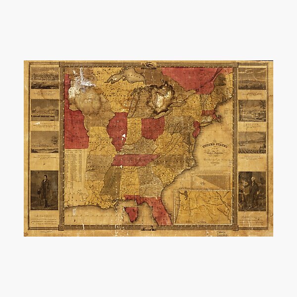 Item preview, Map of The United States (1837) designed and sold by allhistory.