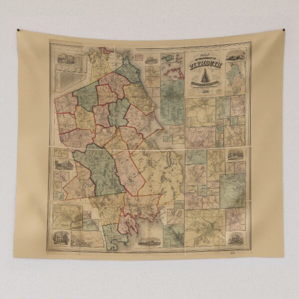 Item preview, Map of the county of Plymouth, Massachusetts (1857) designed and sold by allhistory.