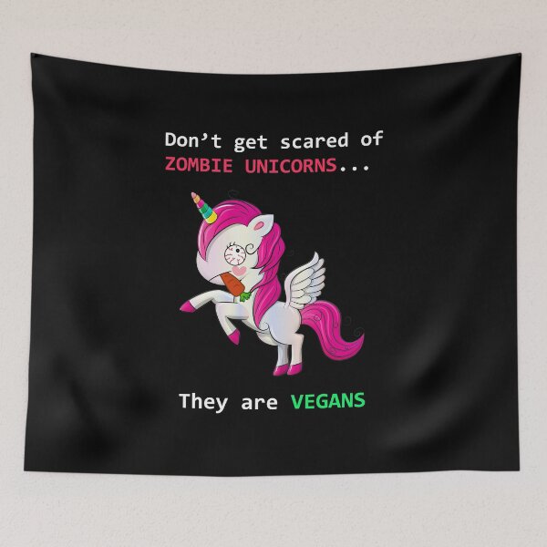 Item preview, don't get scared of ZOMBIE UNICORNS, they are VEGANS designed and sold by MagicDoorknob.