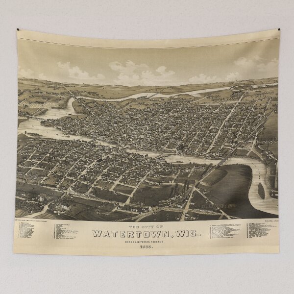 Item preview, Aerial View of Watertown, Wisconsin (1885) designed and sold by allhistory.