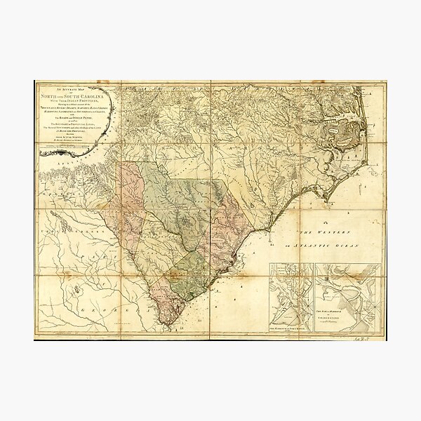 Item preview, North & South Carolina Map (1775) designed and sold by allhistory.