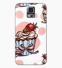 Netter Hand gezeichneter kleiner Kuchen mit süßem Erdbeermuster Hülle & Klebefolie für Samsung Galaxy