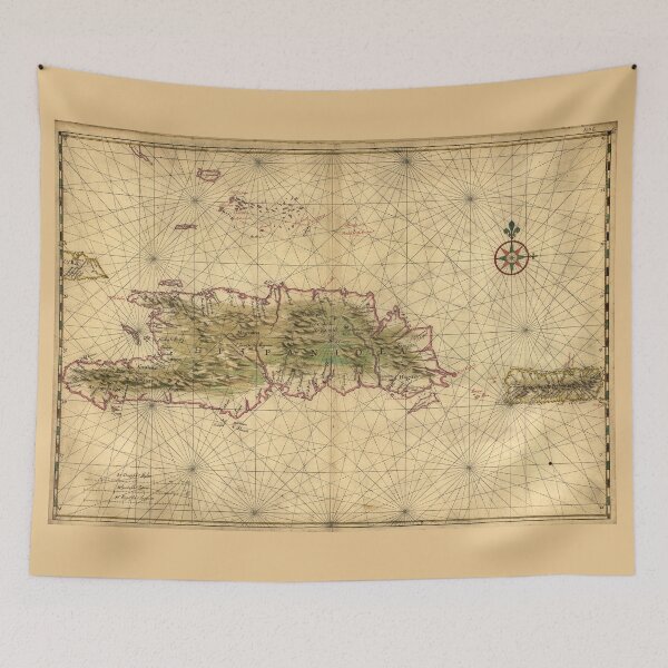 Item preview, Map of the Islands of Hispaniola and Puerto Rico (1639) designed and sold by allhistory.