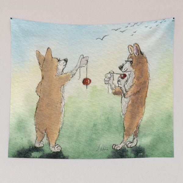 Item preview, Corgi Dog Pals, Playing Conkers designed and sold by SusanAlisonArt.