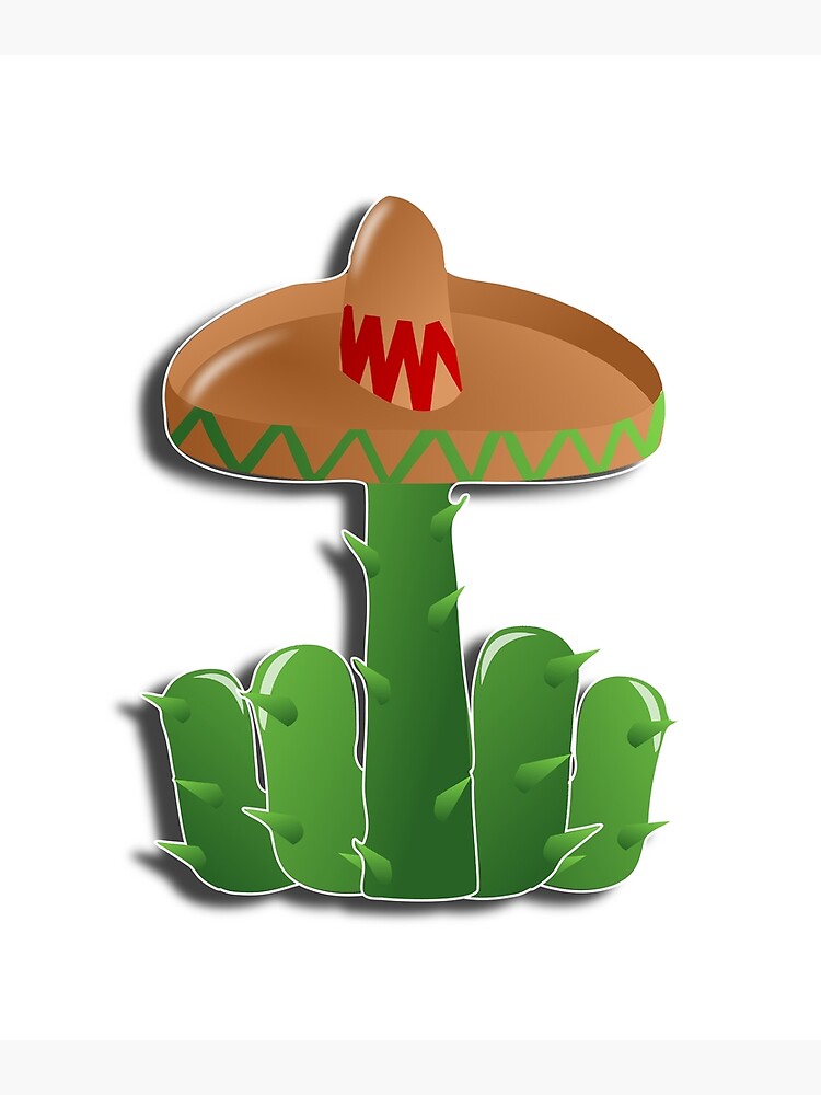 Cactus peyote in form of middle finger obscene gesture sketch