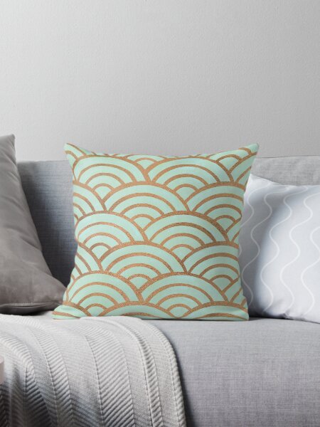 Item preview, Japanese Seigaiha Wave – Mint & Copper Palette designed and sold by Cat Coquillette.