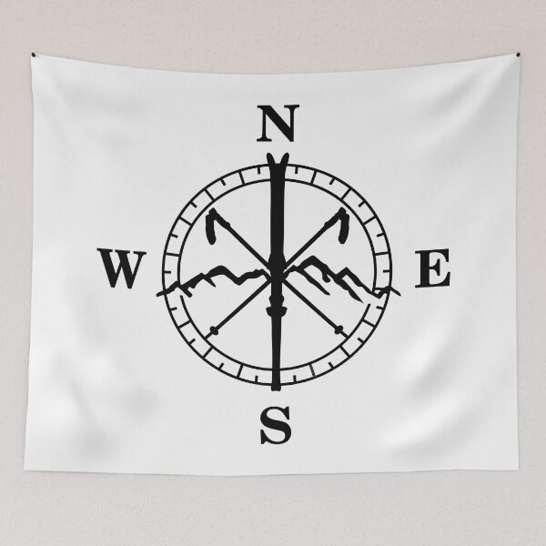 Item preview, Skiing, skis, mountains and compass with degrees designed and sold by claudiasartwork.