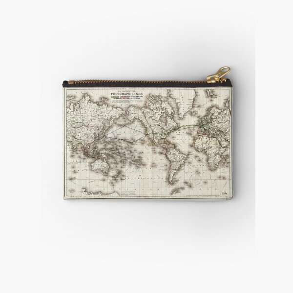 Item preview, Vintage World Map Showing Telegraph Lines (1871) designed and sold by allhistory.