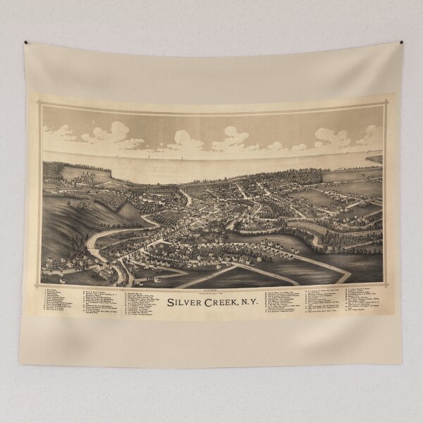 Item preview, Aerial View of Silver Creek, New York (1892) designed and sold by allhistory.