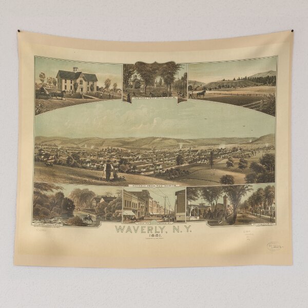Item preview, Aerial View of Waverly, New York by John Moray (1881) designed and sold by allhistory.