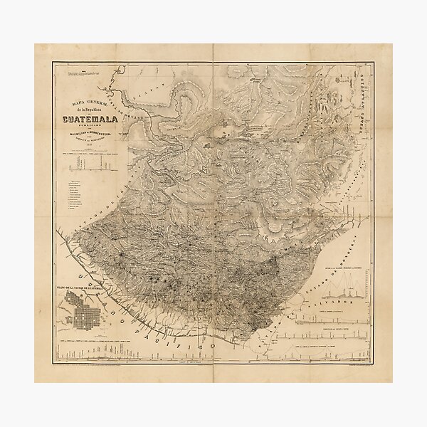Vintage Map of Guatemala (1859) Photographic Print