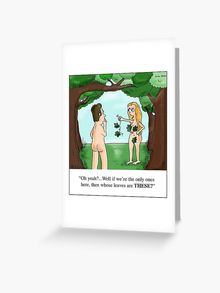 Adam And Eve Garden Of Eden Cartoon Greeting Card By