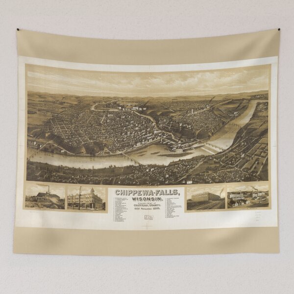 Item preview, Aerial View of Chippewa Falls, Wisonsin (1907) designed and sold by allhistory.