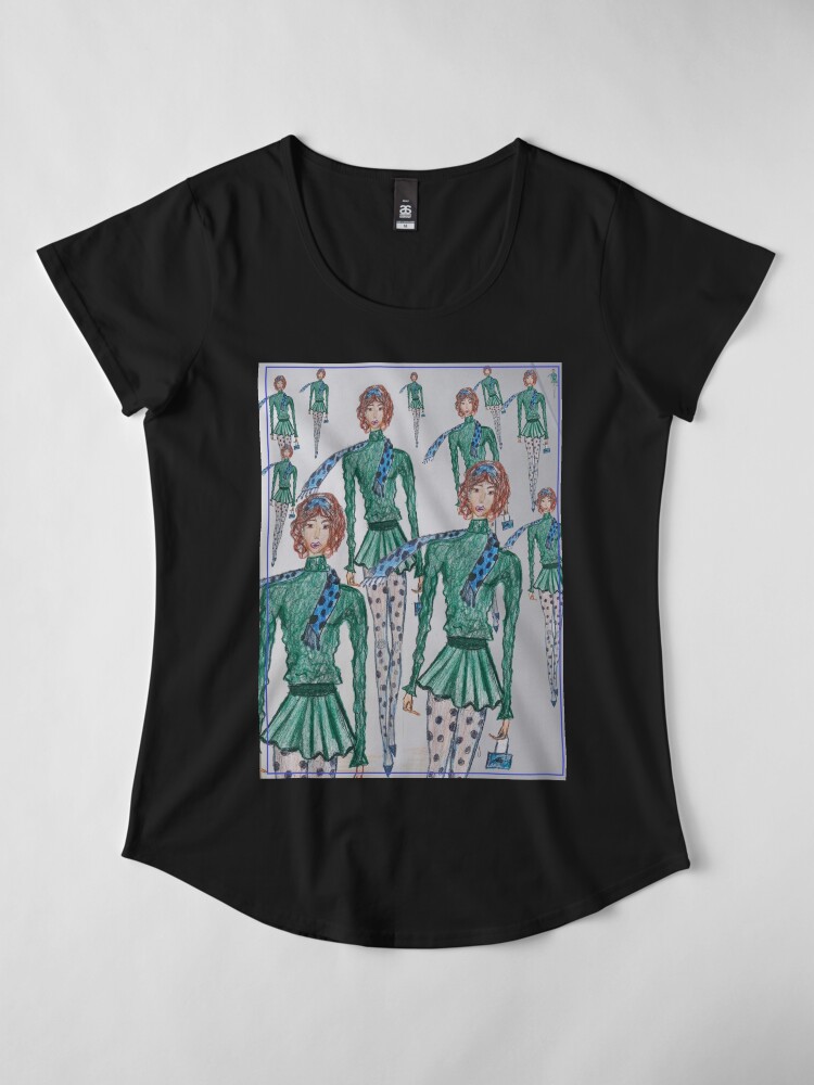 Alternate view of FASHION ILLUSTRATION GO GREEN GIRL Premium Scoop T-Shirt