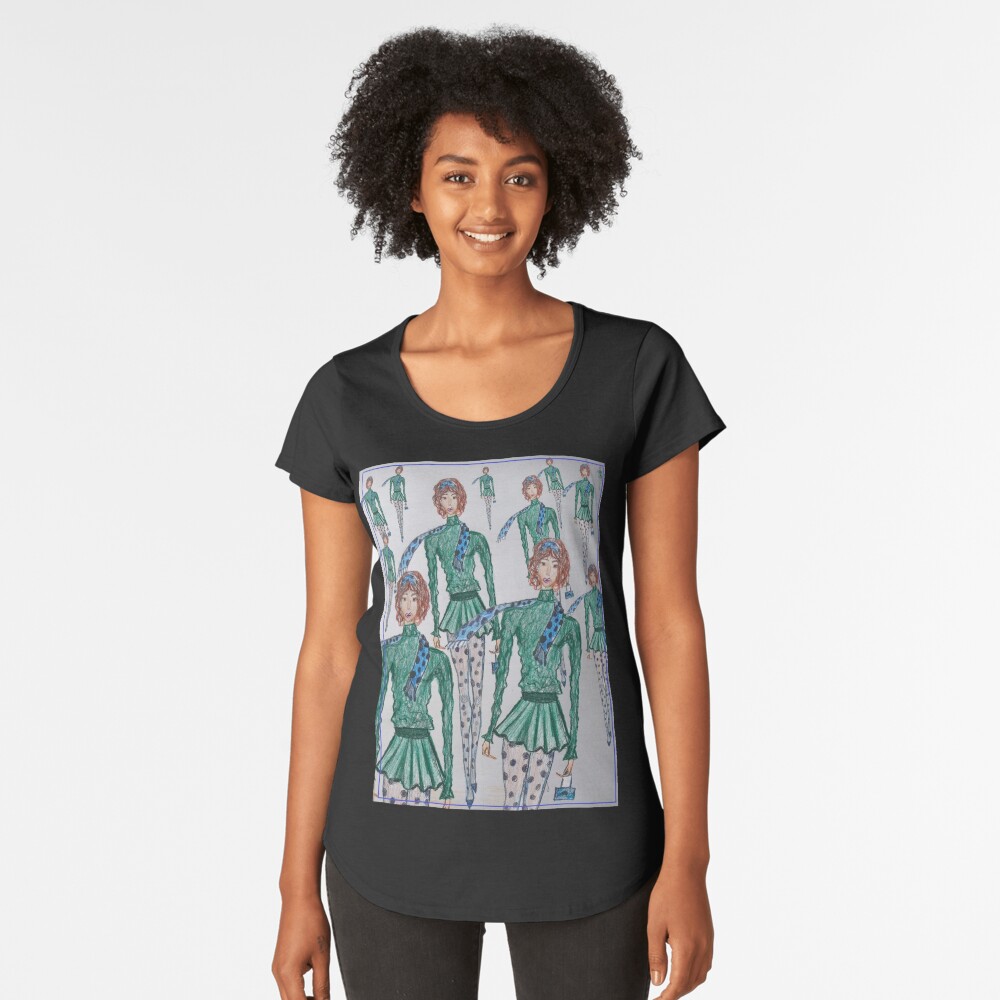 FASHION ILLUSTRATION GO GREEN GIRL Premium Scoop T-Shirt