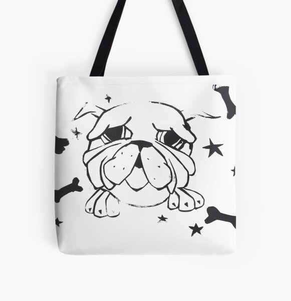 Monochromatic Bulldog Print All Over Print Tote Bag