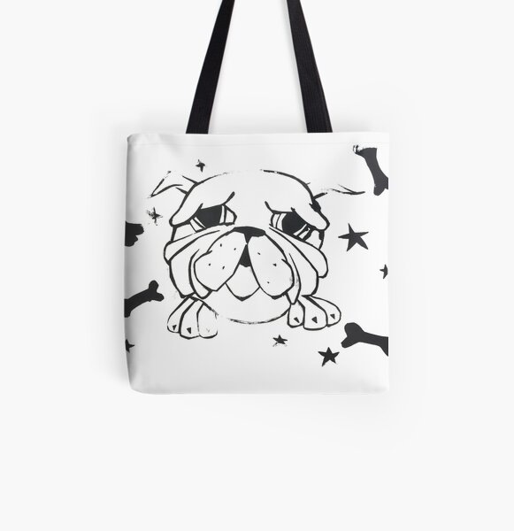 Monochromatic Bulldog Print All Over Print Tote Bag