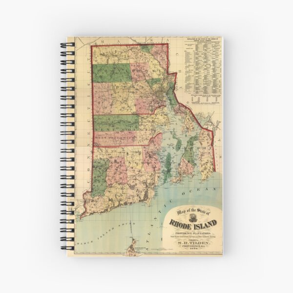 Map of Rhode Island and Providence Plantations (1880) Spiral Notebook