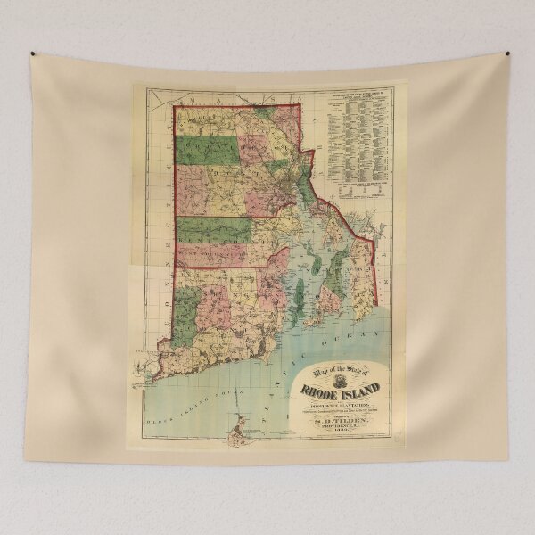 Item preview, Map of Rhode Island and Providence Plantations (1880) designed and sold by allhistory.