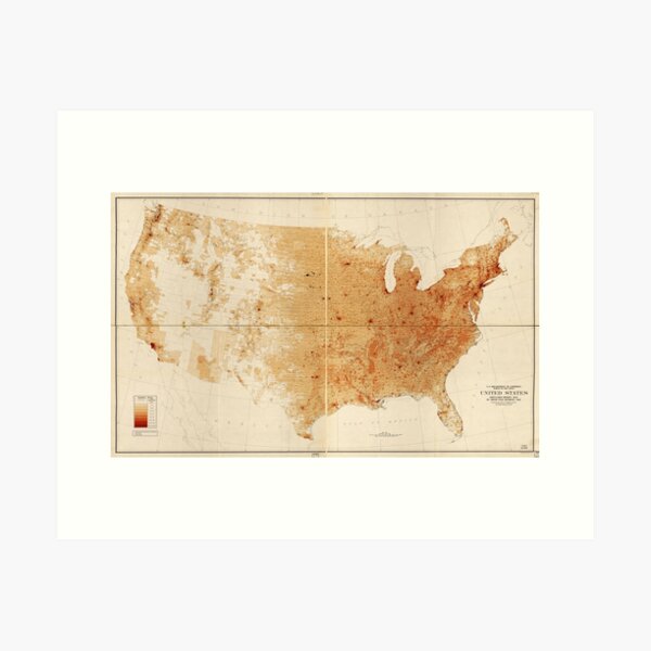 Item preview, United States Population Density Map by minor civil divisions (1940) designed and sold by allhistory.