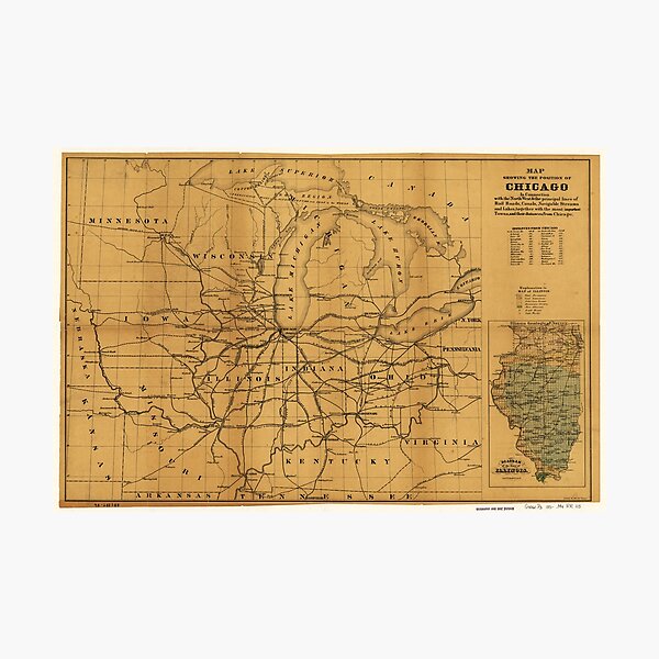 Item preview, Railroad Map Chicago & Surrounding Midwest (c. 1850) designed and sold by allhistory.